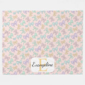 Personalized Pastel Bow Aesthetic Pattern Fleecedecke (Vorderseite (Horizontal))