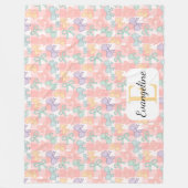 Personalized Pastel Bow Aesthetic Pink Gingham Fleecedecke (Vorderseite)