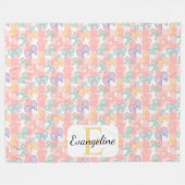 Personalized Pastel Bow Aesthetic Pink Gingham Fleecedecke (Vorderseite (Horizontal))