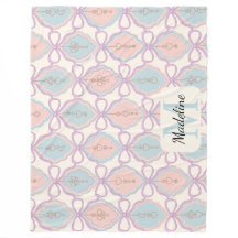 Personalized Pastel Bows Monogram Name Blanket