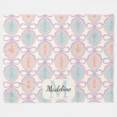 Personalized Pastel Bows Monogram Name Blanket Fleecedecke (Vorderseite (Horizontal))