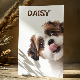Personalized Pastel Brown Dog Photo & Name Card Postkarte