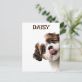 Personalized Pastel Brown Dog Photo & Name Card Postkarte (Stehend Vorderseite)