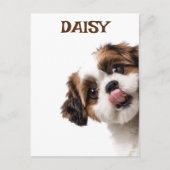 Personalized Pastel Brown Dog Photo & Name Card Postkarte (Vorderseite)