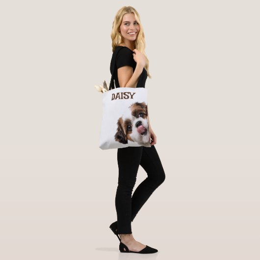 Personalized Pastel Brown Dog Photo Tote Bag Tasche (Am Model)