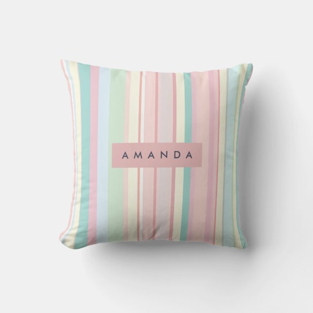 Personalized Pastel Candy Stripe Design Kissen (Vorderseite)