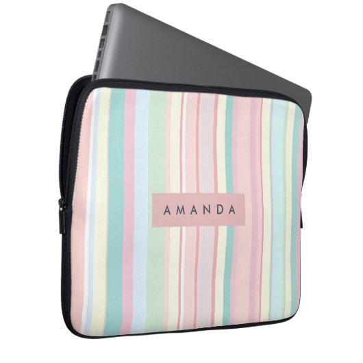 Personalized Pastel Candy Stripe Design Laptopschutzhülle (Vorne Rechts)