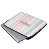 Personalized Pastel Candy Stripe Design Laptopschutzhülle (Vorne Knopf)