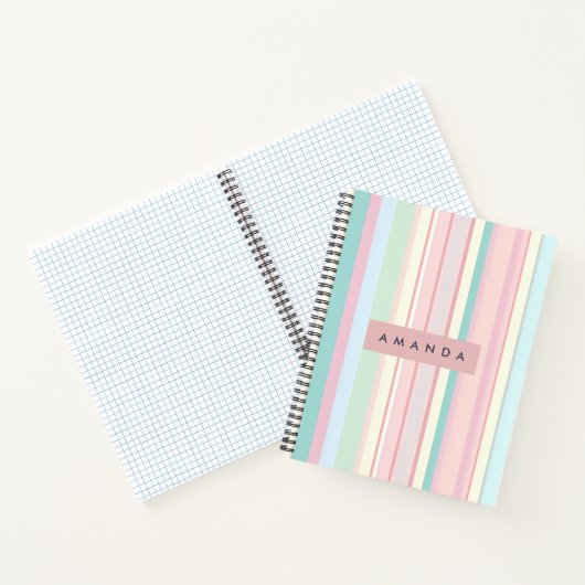Personalized Pastel Candy Stripe Design Notizblock (Innenseite)