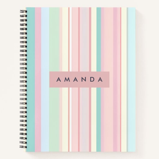 Personalized Pastel Candy Stripe Design Notizblock (Vorderseite)
