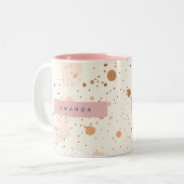 Personalized Pastel Confetti Dot Style Zweifarbige Tasse (Vorderseite Links)