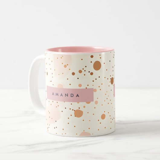 Personalized Pastel Confetti Dot Style Zweifarbige Tasse (Vorderseite Links)
