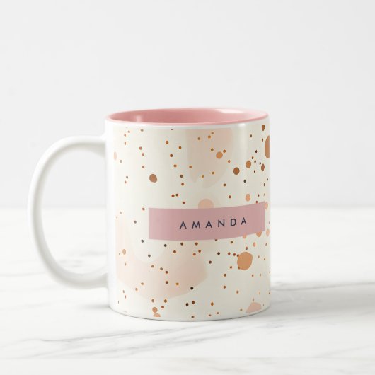 Personalized Pastel Confetti Dot Style Zweifarbige Tasse (Links)