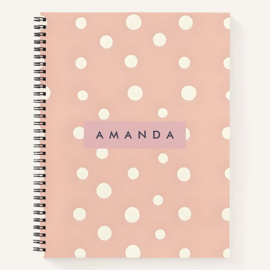 Personalized Pastel Cream Dots on Blush Notizblock (Vorderseite)