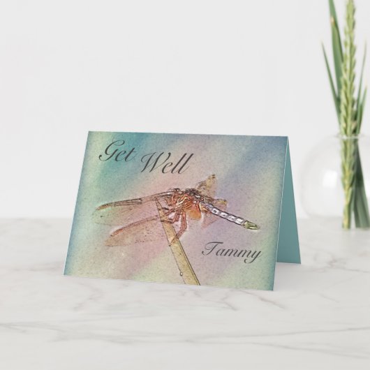 Personalized Pastel Dragonfly Get Well Karte (Vorderseite)