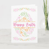 Personalized Pastel Floral Easter Egg Happy Easter Karte (Vorderseite)