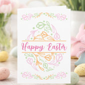 Personalized Pastel Floral Easter Egg Happy Easter Karte