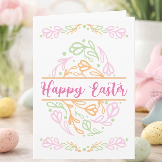 Personalized Pastel Floral Easter Egg Happy Easter Karte