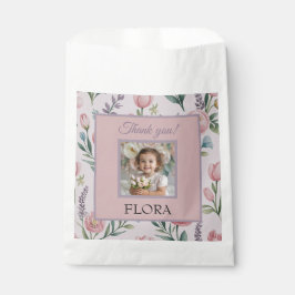Personalized Pastel Floral Photo Kids Birthday Geschenktütchen