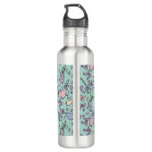 Personalized Pastel Girly Cute Name Green Teal Edelstahlflasche (Rückseite)
