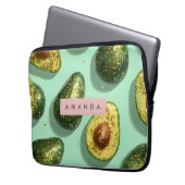 Personalized Pastel Glitter Avocado Design Laptopschutzhülle (Vorderseite Links)