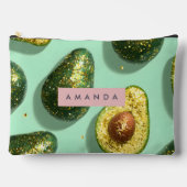 Personalized Pastel Glitter Avocado Design Zubehörtasche (Vorderseite)