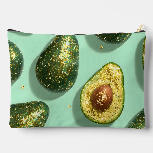 Personalized Pastel Glitter Avocado Design Zubehörtasche (Rückseite)