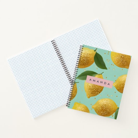 Personalized Pastel Glitter Lemon Style Notizblock (Innenseite)