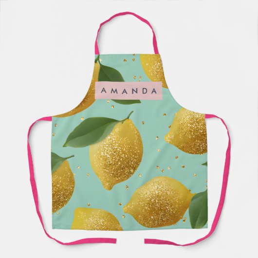 Personalized Pastel Glitter Lemon Style Schürze (Vorderseite)