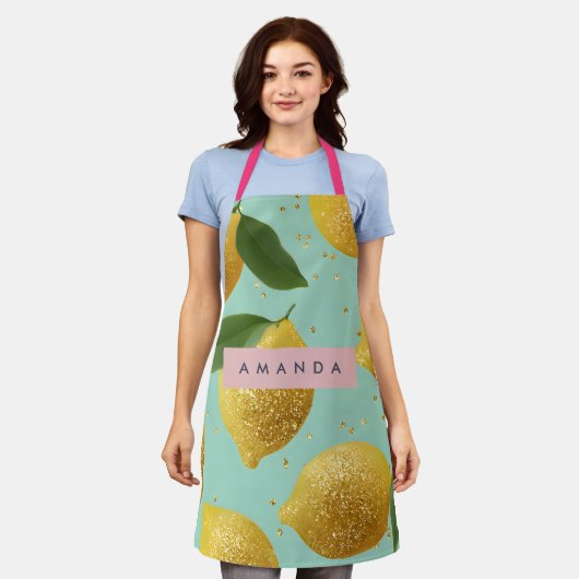 Personalized Pastel Glitter Lemon Style Schürze (Getragen)