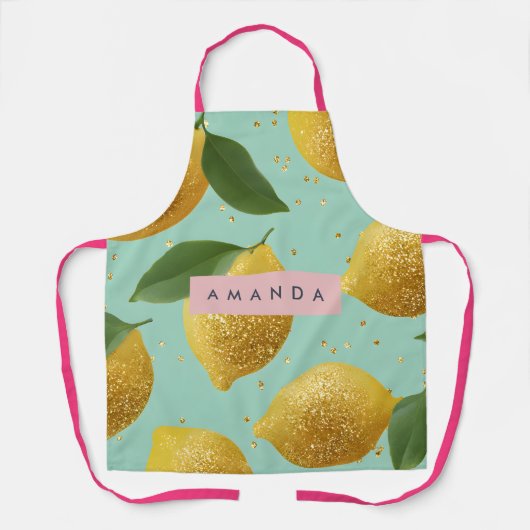 Personalized Pastel Glitter Lemon Style Schürze (Vorderseite)