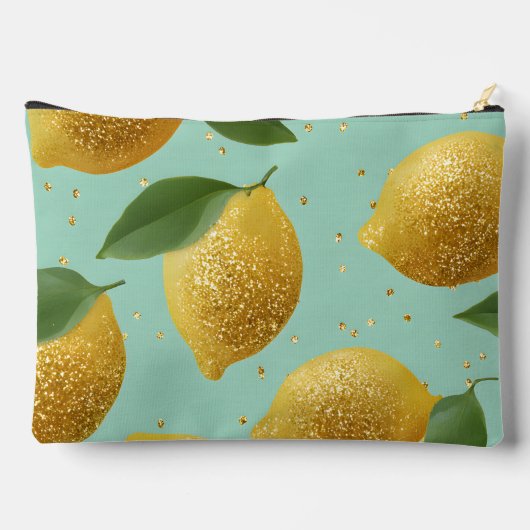 Personalized Pastel Glitter Lemon Style Zubehörtasche (Rückseite)