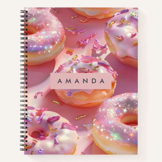 Personalized Pastel Glittering Pink Donut Dream Notizblock (Vorderseite)