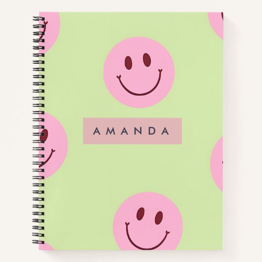 Personalized Pastel Green & Pink Smiley Face Notizblock (Vorderseite)