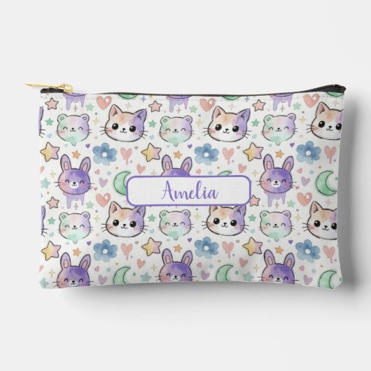 Personalized Pastel Kawaii Animal Accessory Pouch Zubehörtasche (Vorderseite)