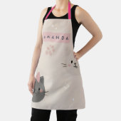 Personalized Pastel Kawaii Cat Face Pattern Schürze (InSitu)