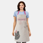 Personalized Pastel Kawaii Cat Face Pattern Schürze (Getragen)