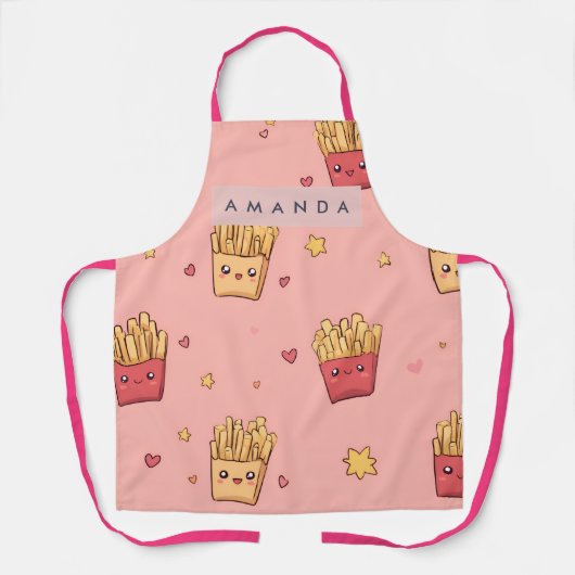 Personalized Pastel Kawaii French Fries Pattern Schürze (Vorderseite)
