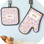 Personalized Pastel Kitchen Magic Lavender Ofenhandschuh & Topflappen-Set