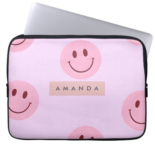 Personalized Pastel Lavender & Pink Smiley Face Laptopschutzhülle (Vorderseite)