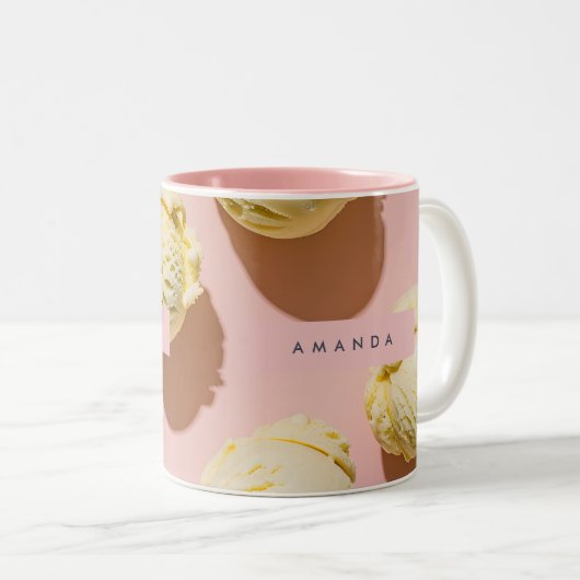 Personalized Pastel Lemon Cream Bliss Zweifarbige Tasse (VorderseiteRechts)