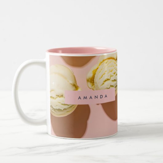 Personalized Pastel Lemon Cream Bliss Zweifarbige Tasse (Links)