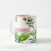 Personalized Pastel Lush Garden Herbs  Zweifarbige Tasse (Vorderseite Links)
