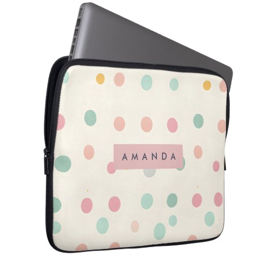 Personalized Pastel Macaron Polka Dot Laptopschutzhülle (Vorne Rechts)