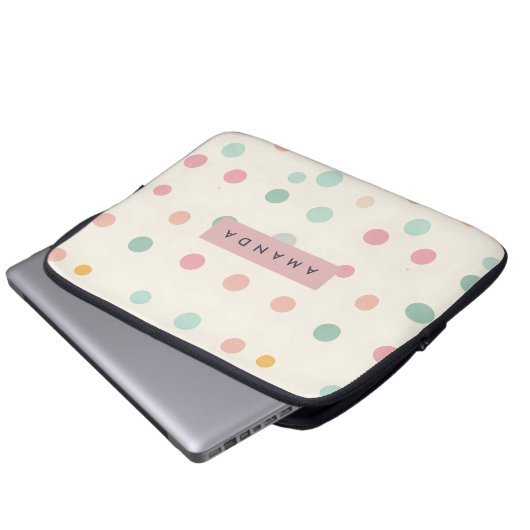 Personalized Pastel Macaron Polka Dot  Laptopschutzhülle (Vorne Knopf)