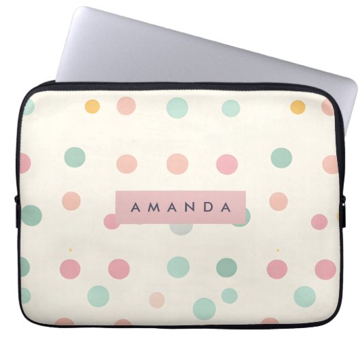 Personalized Pastel Macaron Polka Dot Laptopschutzhülle (Vorderseite)
