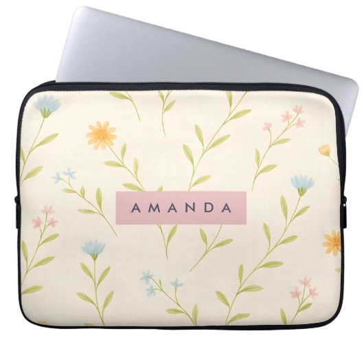 Personalized Pastel Meadow Wildflower Laptopschutzhülle (Vorderseite)