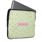 Personalized Pastel Mint Green Leopard Print Laptopschutzhülle (Vorne Rechts)