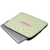 Personalized Pastel Mint Green Leopard Print Laptopschutzhülle (Vorne Knopf)