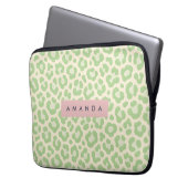 Personalized Pastel Mint Green Leopard Print Laptopschutzhülle (Vorderseite Links)